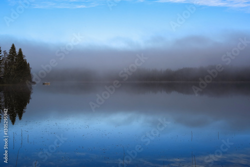 Fog at the Lake Jonsvatnet, Trondheim photo