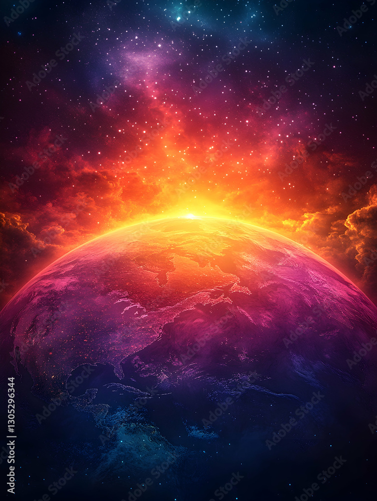 Obraz premium Earth Rising in Cosmic Sunrise