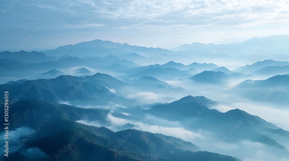 Misty Mountain Range Aerial View Misty Mountain Range Aerial View