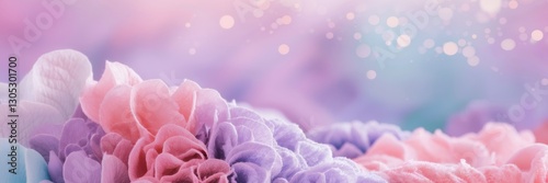 Wallpaper Mural A banner in pastel colors with a blurred background, similar to a sideboard with space for text. The foreground consists of a delicate combination of light pink, lavender and pale blue shades. Torontodigital.ca