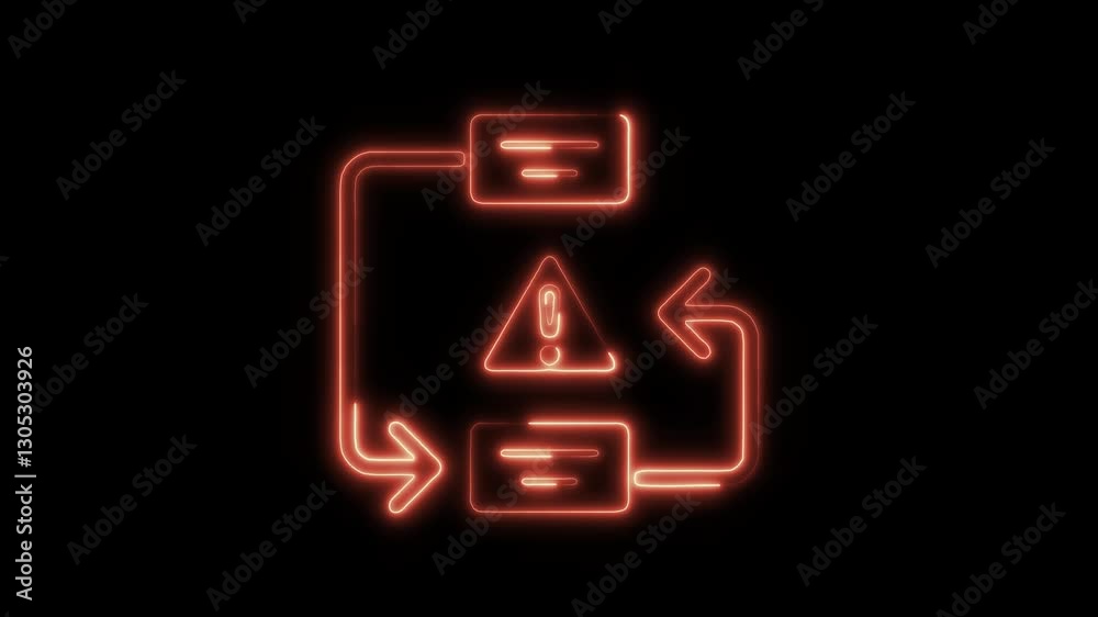 Glowing neon emergency procedure icon isolated on black background. HD Video motion graphic animation icon Glowing neon emergency procedure icon isolated on black background. HD Video motion graphic animation icon