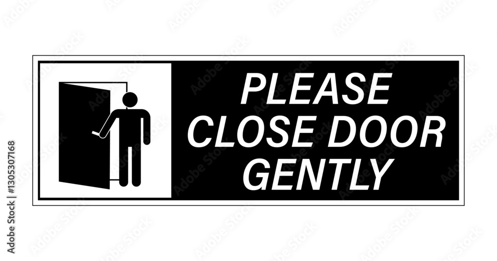 custom made wallpaper toronto digitalPlease close the door gently. Warning sign with silhouette of person closing door and text on the right. Black and white, sticker for door.