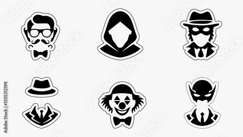 Stylish and Mysterious Character Icons