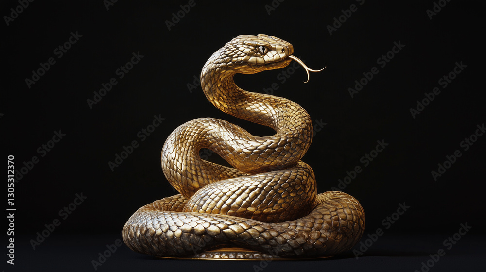 Obraz premium A coiled golden serpent rising from the base of the spine to the top of the head