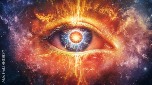 A mystical eye opening in the forehead as kundalini energy reaches the third eye