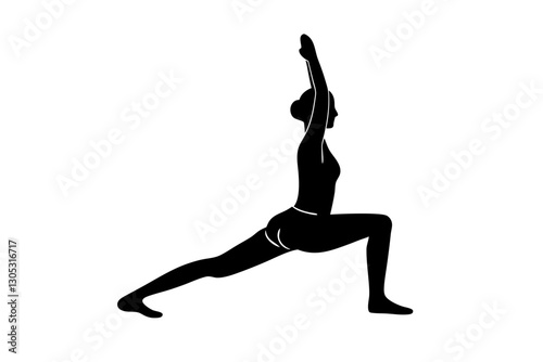 creative unique black yoga lunge crescent pose icon