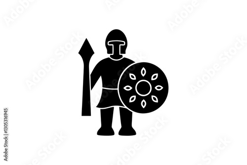 creative unique black guardian stance a warrior icon 