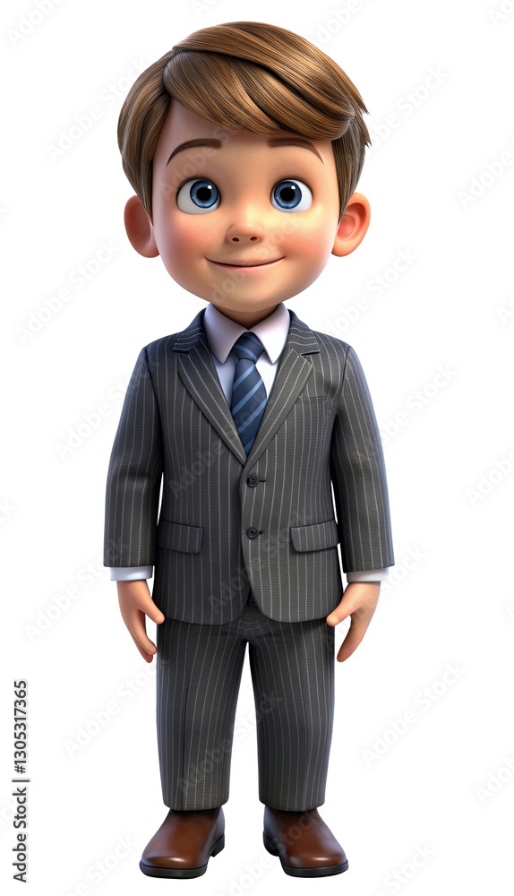 Boy in businessman suit 3D in transparent background Boy in businessman suit 3D in transparent background