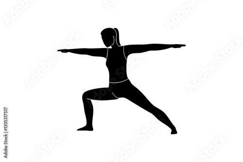 creative unique black yoga warrior two pose icon