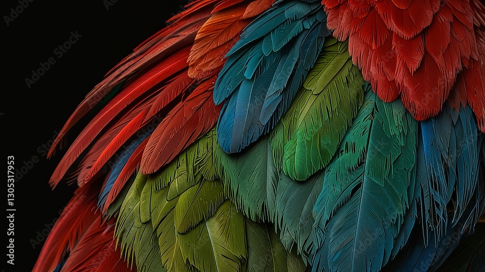 Fototapeta premium Green-winged Macaw feather 