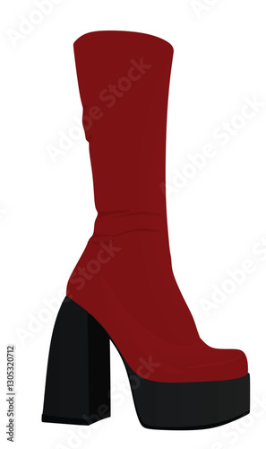Red women boots. vector illustration