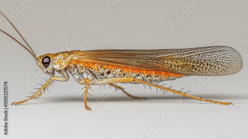 Close-up of a grasshopper on a plain background photo