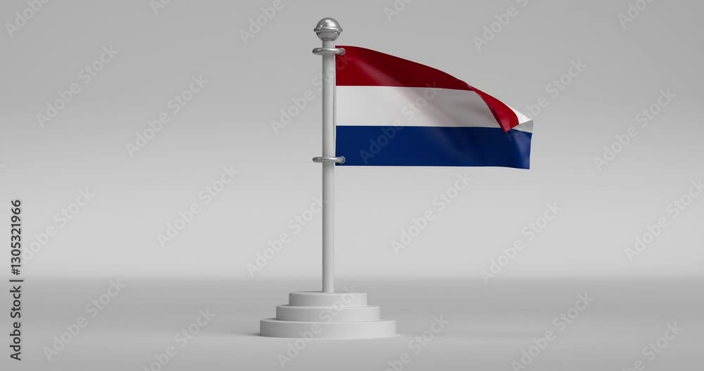Netherlands Flag 4K Animation White Background