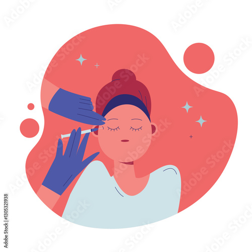 A happy woman gets a facial at the spa.  Skin care. Vector illustration 
Illustration. Cosmetology and professional skin care. botox
Microcurrent facial therapy. Aesthetic therapy in cosmetology. 