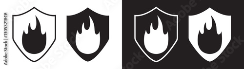 Heat resistant or fire proof shield vector label