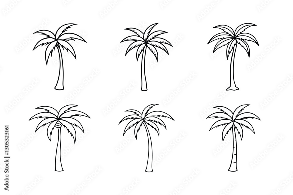 Set of a drawing of a palm tree vector. Set of a drawing of a palm tree vector.