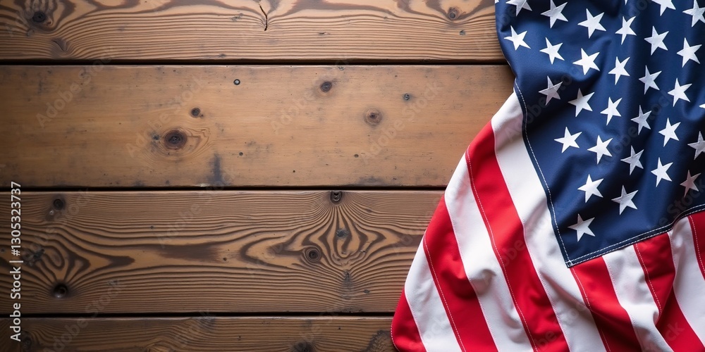 Obraz premium United States Flag On Rustic Wooden Background. American Flag on a Rustic Wood Texture. 