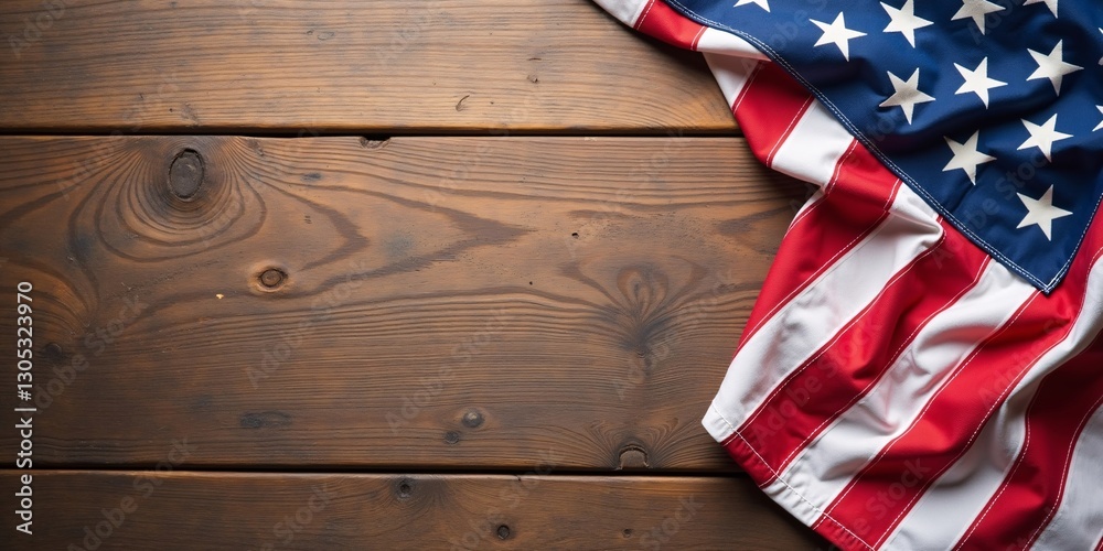 Obraz premium United States Flag On Rustic Wooden Background. American Flag on a Rustic Wood Texture. 