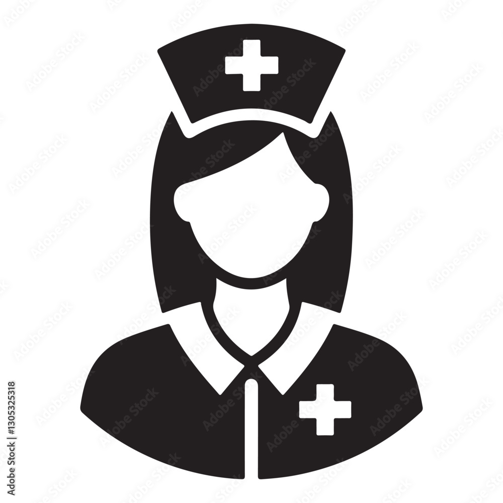 Nurse vector icon Black illustration isolated on white background for graphic and web design Nurse vector icon Black illustration isolated on white background for graphic and web design
