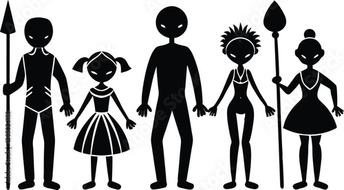 Tribal and Fantasy Character Silhouette Set