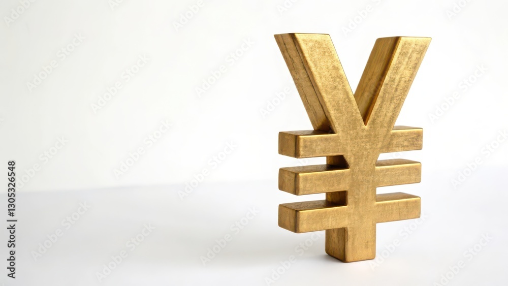 Fototapeta premium Gold Yen Symbol on White Background