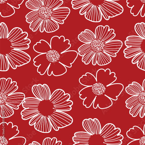 Elegance pink floral stems seamless pattern on a grey background. Vector hand drawn. Artistic, abstract flowers and tiny leaves, buds bells printing. Template for designs, fabric, fashion, textile