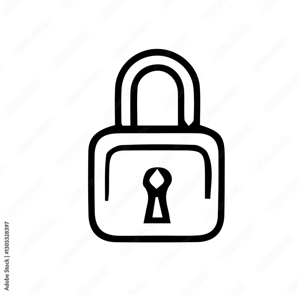 Secure padlock icon in black outline, simple vector lock symbol, minimalistic security and protection concept, isolated on white background Secure padlock icon in black outline, simple vector lock symbol, minimalistic security and protection concept, isolated on white background