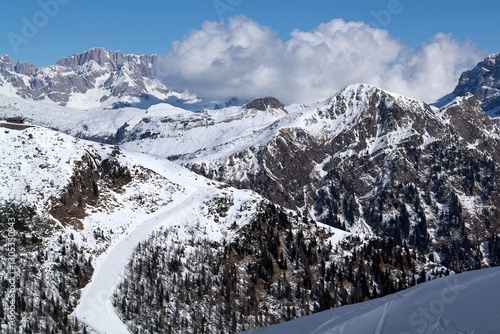 snow covered mountains in winter