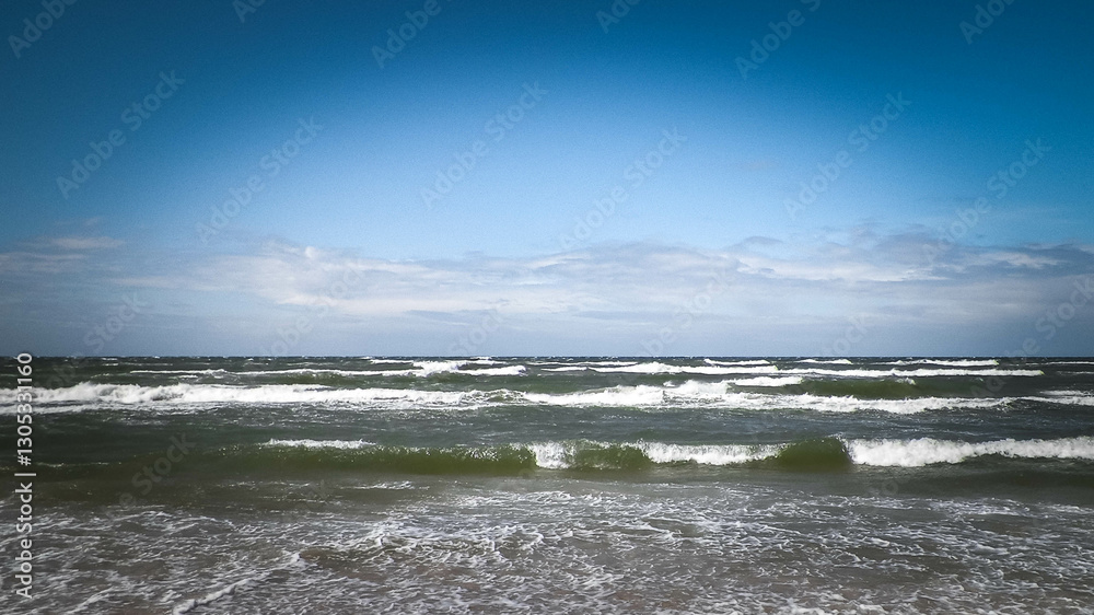 Fototapeta premium Baltic Sea. Copy space on blue sky.