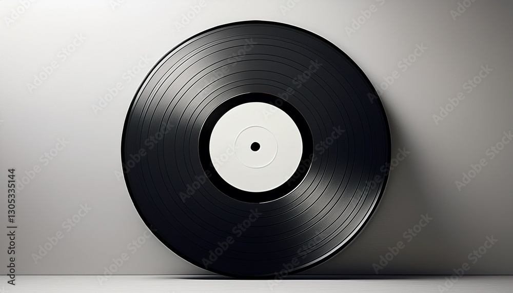 Obraz premium black vinyl record with white empty space in the middle white background