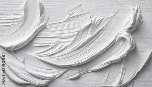 close up of white textured paint on canvas background with brushstrokes