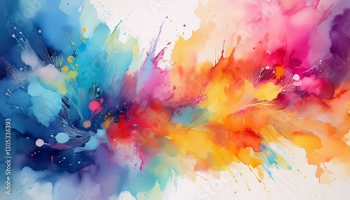 abstract watercolor splashes in vibrant hues create a lively and colorful background perfect for creative projects marketing materials or artistic displays