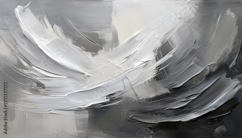 abstract textured paint strokes in gray and white tones with visible brush patterns