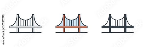Bridge Building icon symbol vector illustration isolated on white background