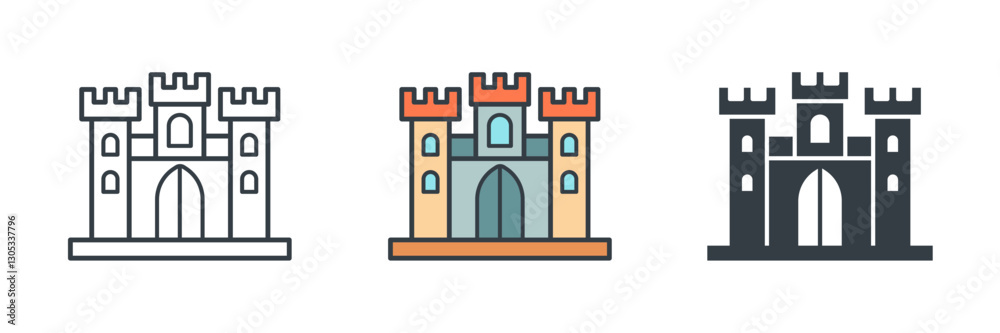 Castle Building icon symbol vector illustration isolated on white background Castle Building icon symbol vector illustration isolated on white background