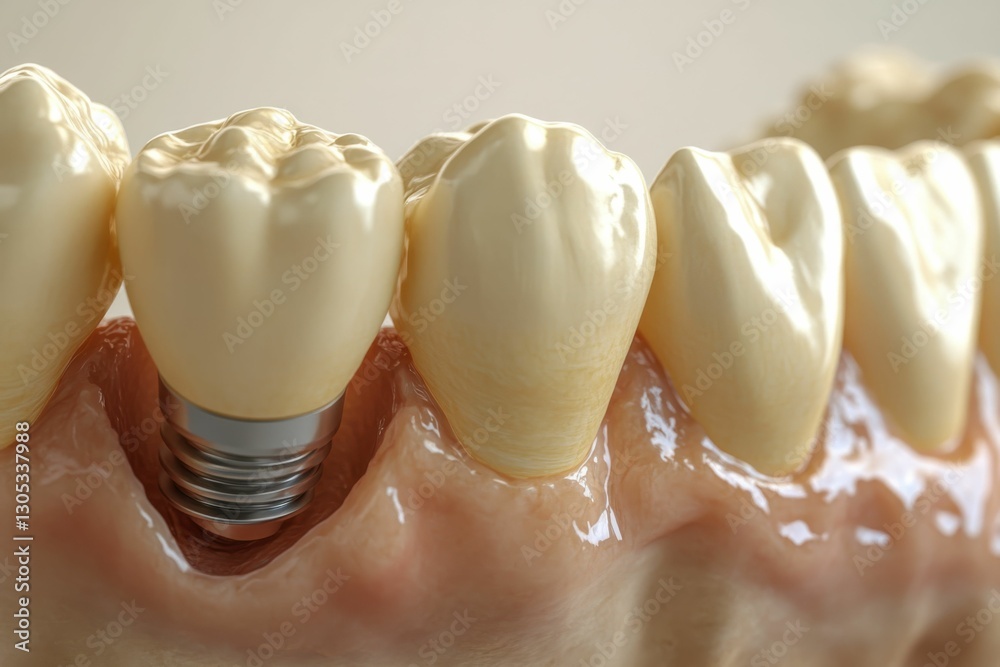 Mini Implants - Medically Accurate 3D Illustration of Implantation into Recessed Jaw Bone Mini Implants - Medically Accurate 3D Illustration of Implantation into Recessed Jaw Bone