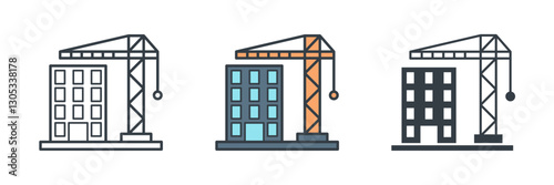 Construction Crane Building icon symbol vector illustration isolated on white background