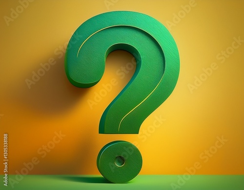 a large green question mark on a yellow background