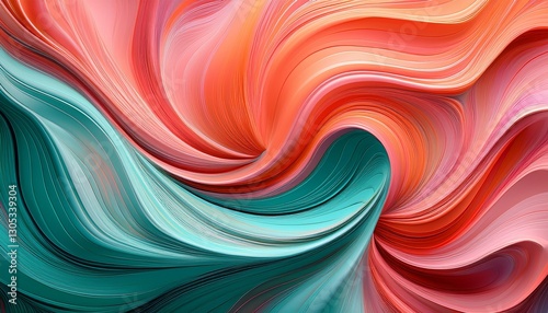 a vibrant swirl pattern featuring dynamic curves in radiant shades of teal orange and pink