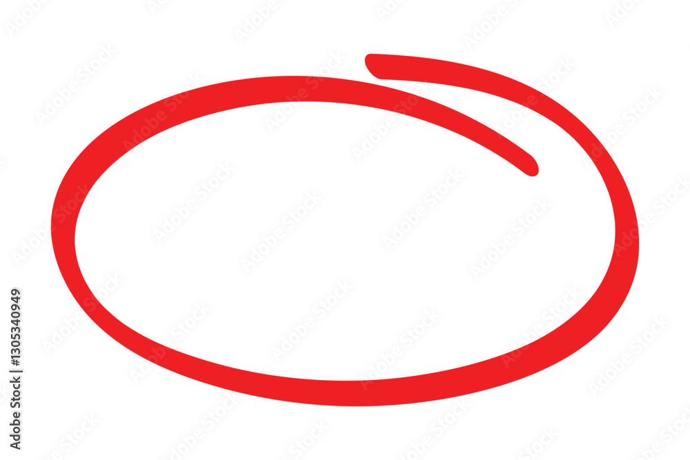 Red circle pen draw vector illustration Red circle pen draw vector illustration