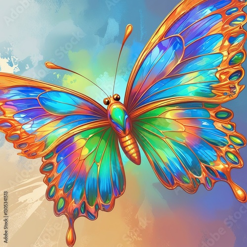 Colourful butterfly with vibrant wings showcasing intricate patterns against a bright background