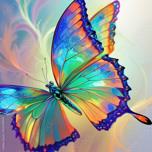 Colourful butterfly with vibrant patterns resting on a flower in a serene garden during daylight