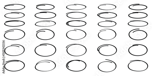 Circle line sketch icon in hand drawn style. Circular scribble doodle vector illustration on isolated background. Pencil or pen bubble sign business concept.