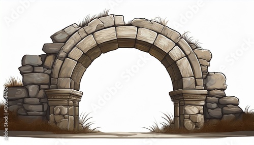 ancient stone arch ruin isolated on white background jpg