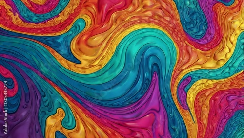 Vibrant Abstract Colorful Waves – Multicolor 3D Fluid Art Background
