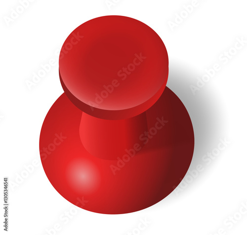 pinned  1 red colored pin realistic sharp for pinning board or corkboard