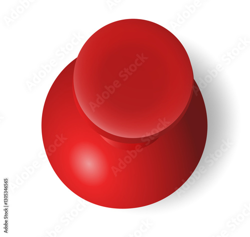pinned one red colored pin realistic sharp for pinning board or corkboard