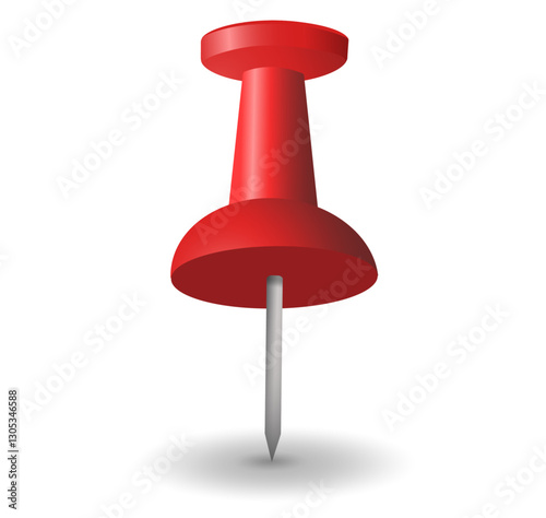 single one red colored pin realistic sharp for pinning board or corkboard