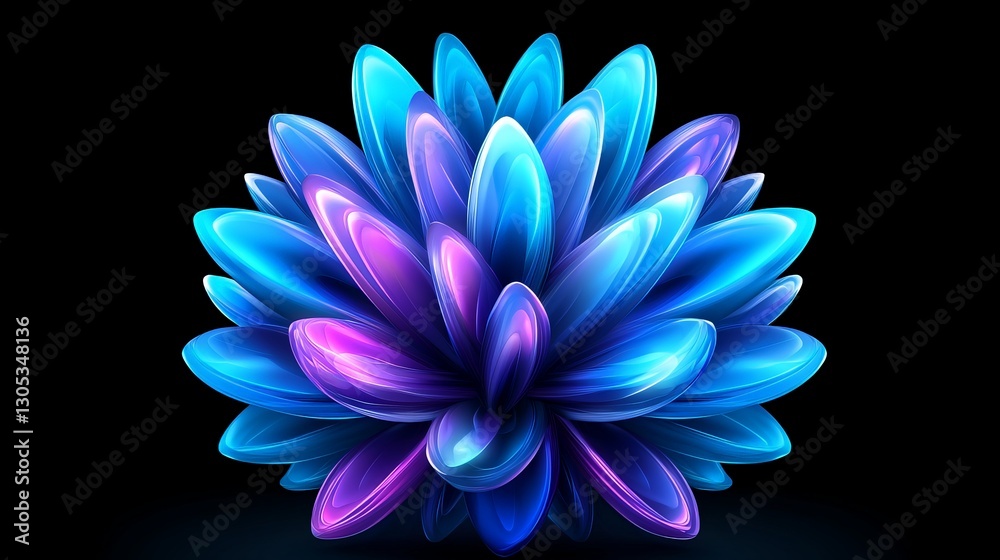 Fototapeta premium Stunning Blue & Purple Abstract Flower: 3D Digital Art Wallpaper