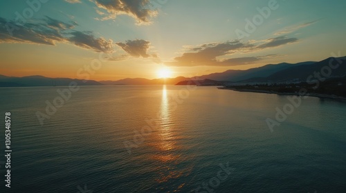 Coastal Sunset over Calm Sea